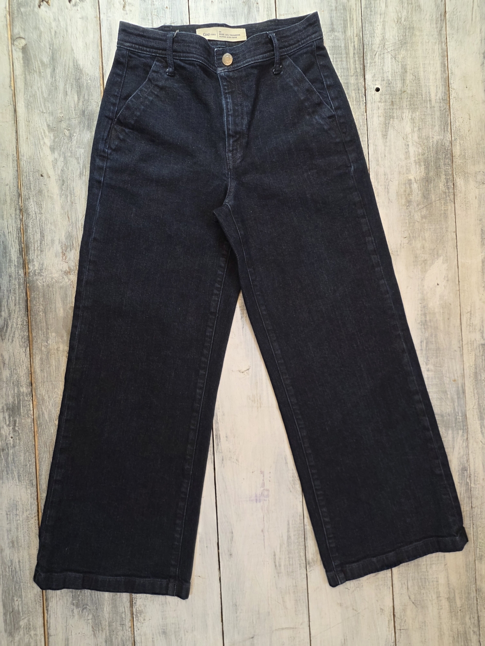 GAP Women's Wide-Leg Super High Rise Dark Blue Jeans sz 26